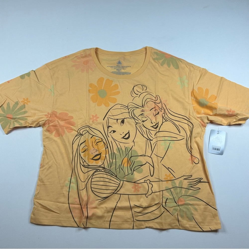 Disney Princesses Belle Rapunzel Mulan Floral Woman’s Shirt 1x XL NWT AOP - Picture 2 of 7